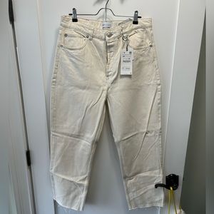 beige / off-white color zara jeans